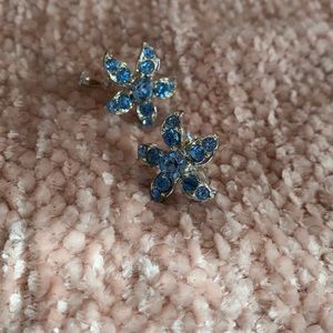 blue stone ear clips